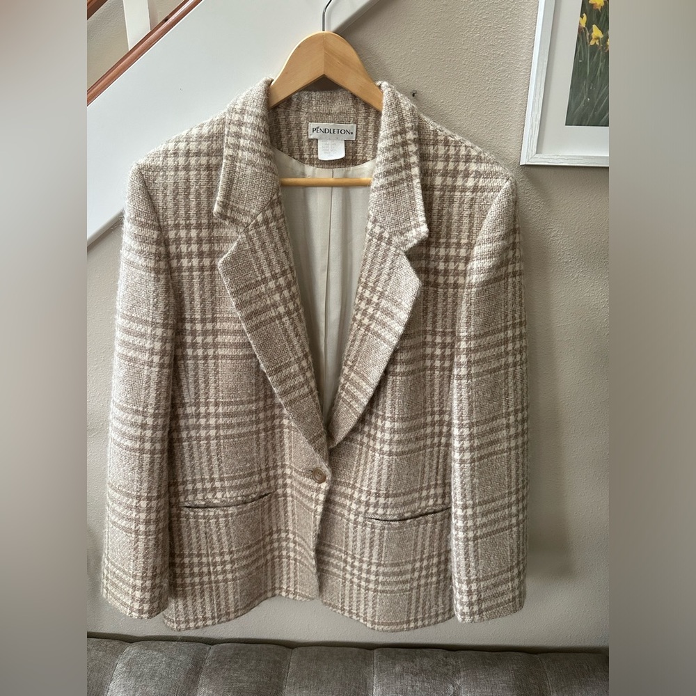 Pendleton Vintage Women’s Wool Plaid Blazer Made in USA size 14
